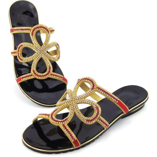 Doershow RED,guaranteed quality African sandals for party,beautiful ladies shoes!!DD1-74