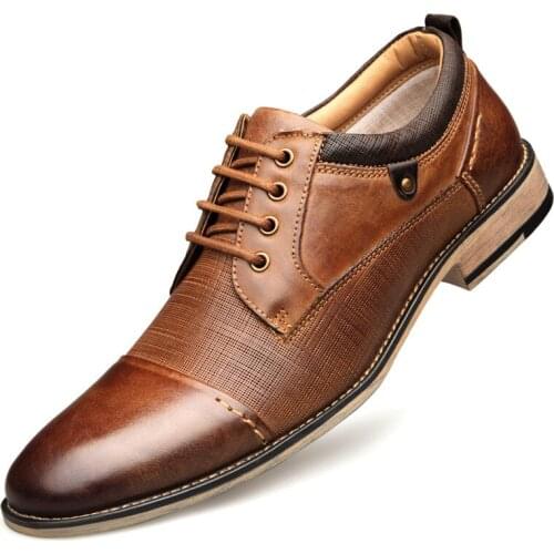 Quality Wooden Embossed Leather Shoes Cross-Border Large Size Mens Shoes Lace-up European and American Business Dress Shoes Men