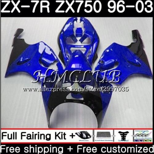 Kit For KAWASAKI glossy blue NINJA ZX7R ZX750 ZX 7R 2000 2001 2002 2003 48HC.13 ZX 750 ZX-750 ZX 7 R ZX-7R 00 01 02 03 Fairing