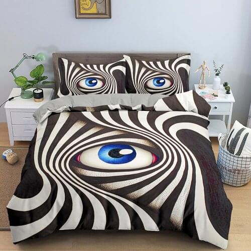 3D Printed Bedding Set Big Eye Pattern Duvet Cover Set King Queen Twin Size Bedclothes 2/3Pcs Home Textile With Pillowcase