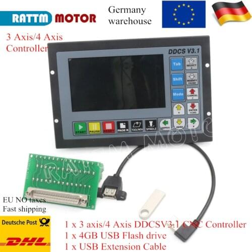 EU Ship CNC accessories Upgraded DDCS V3.1 3 axis / 4 Axis PLC CNC lathe controller 500KHz G-Code Offline