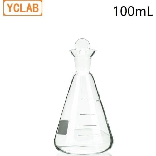 YCLAB 100mL Iodine Flask Conical Borosilicate 3.3 Glass Wide Spout with Standard Ground Stopper Laboratory Chemistry Equipment
