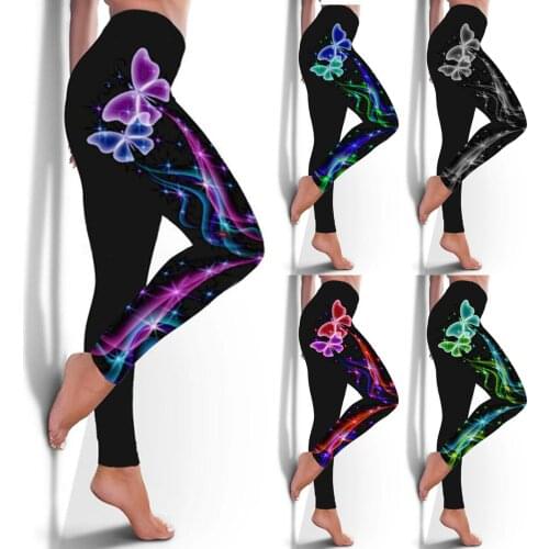 High Waist Leggings Push Up Leggins Butterfly Print Women Fitness Running Gym Pants Energy Leggings Sport Girl Leggins
