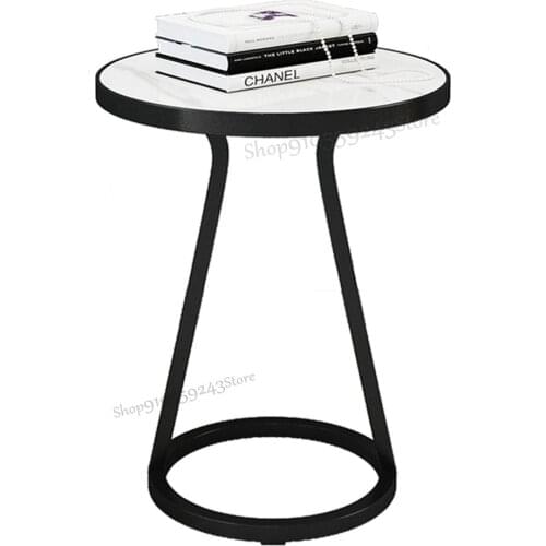 Nordic Modern Minimalist Small Coffee Table Mini Light Luxury Marble Sofa Side Table Living Room Movable Side Table Small Round