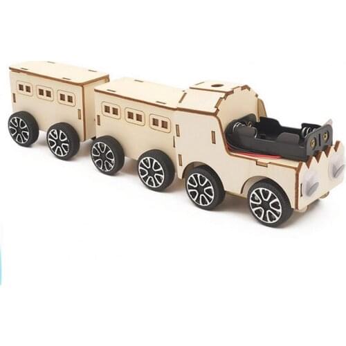 Electric Train 3D Model Kits for Kids Assembly STEM Toys Wooden Simple Basics Educational Gift Funny Creative DIY Experiment Toy