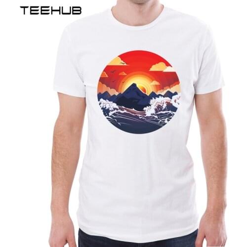 TEEHUB New Arrival 2019 Men Fashion Sun Uprising Printed T-Shirt Short Sleeve Casual Design T Shirt Hipster Cool Tops