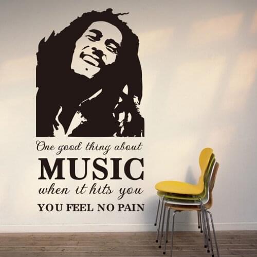 One good thing about music Bob Marley vinyl wall stickers home decor living room removable diy art mural decals