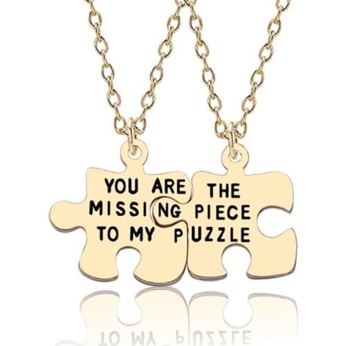 2 Piece Set Of Best Friend Couple Pendant Necklace Men And Women Friendship Accessories Jewelry Birthday Gift Free Shipping