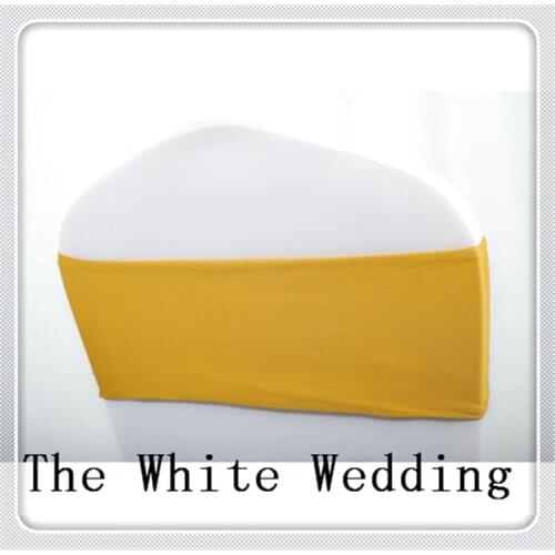 100 golden dining chair band without diamond buckle /gold fabric for Party wedding free shipping