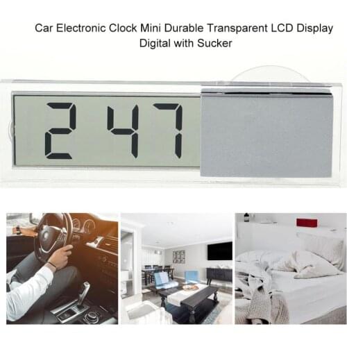 Proable Display Digital Car Electronic Clock Mini Durable Transparent LCD with Sucker