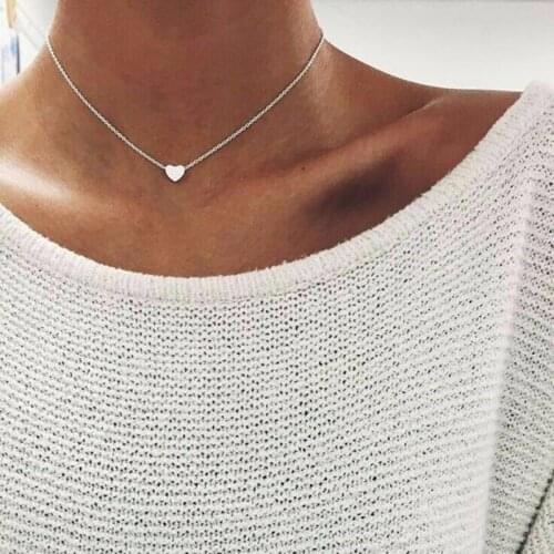 Simple Choker Pendant Necklace Copper Peach Heart Aesthetic Clavicle Chain Necklace Goth Necklace for Women