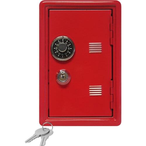 Rectangular Metal Mini Safe Password with Key Piggy Bank Safe Shape Child Piggy Bank