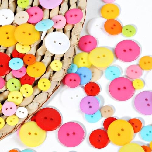50-200pcs Random Mixed 2 Holes Round Plastic Buttons for Kids Sewing Buttons Clothes Accessories Crafts Child Cartoon Button