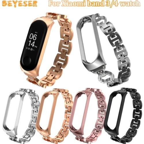 Rhinestone Metal womens Bracelet For Xiaomi mi Band 3 4 watches band watch strap Replacement For Miband 3 4 wristband belt