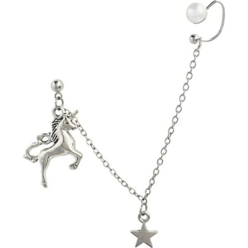 Unicorn Earrings Star Tassel Earrings Metal Ear Clip For Women Gift Pendientes Ear Cuff Caught In Cuffs Fashion Jewelry 1Pcs