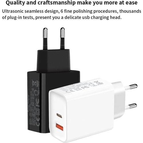 18W PD USB Type C+A Fast Charger Adapter Charging For IPhone 12 Mini Pro Wall Mobile Charge for Samsung Xiaomi EU US Plug