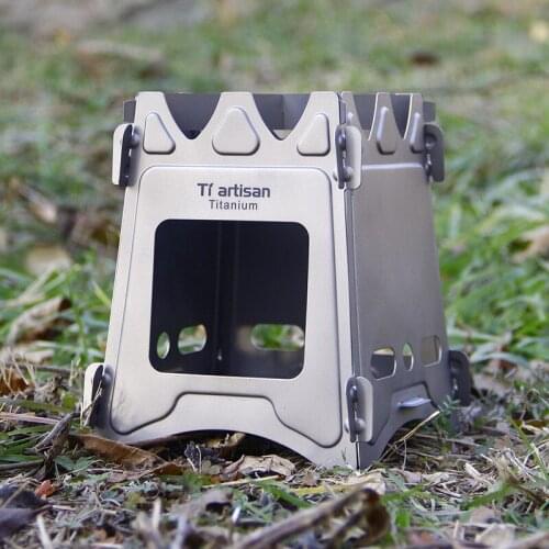 Tiartisan Ultralight Titanium Wood Stove Outdoor Camping Multi-Fuels BBQ Stove