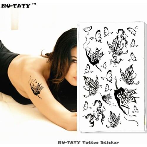 Nu-TATY Body Art Black Butterfly Fairy Temporary Body Art Flash Tattoo Sticker 10*17cm Waterproof Henna Fake Tatoo Wall Tattoo