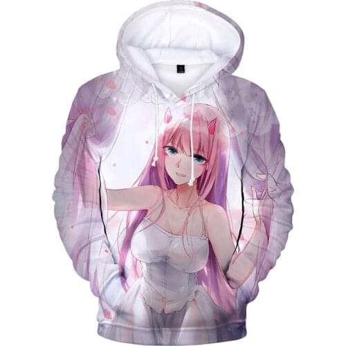 2020 Anime DARLING in the FRANXX Zero Two 3D Print Hoodie Sweatshirts Men Women Fashion Casual Pullover Streetwear Clothes
