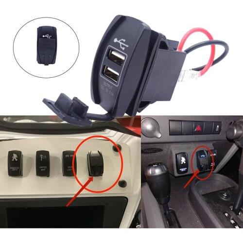 Rocker Switch Panel Dual USB Charger Socket Waterproof 3.1A Power Charger Carling ARB Blue LED Light Car Boat For UTV ATV Honda