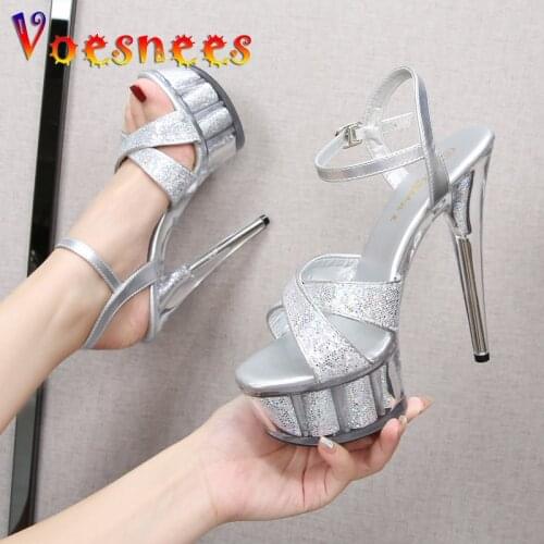 2019 Women Shoes Sandals Platform Buckle Sexy Stiletto High Heels 15CM Party Wedding Sandals Gladiator Lady Model Catwalk Shoes