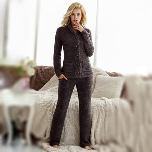 Womens and Mens Unisex Super Soft Stretchy Knitting Button Down Pajama Set Sleepwear Loungewear Top and Pant Set Twinset