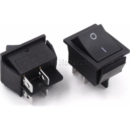 10Pcs KCD4-201 25X31mm 4 Pin 2 Position 16A 250V 20A 125VAC ON-OFF DPST Snap in Black Big Rocker Switch