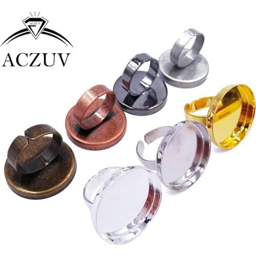 100pcs 25mm Round Cabochon Settings Adjustable Ring Blanks Bezel Ring Base Ring Tray Findings RRT001