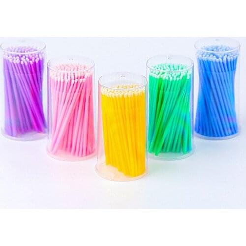 100Pcs Individual Lash Applicators Disposable Box Cotton Swab Pregnancy Cleaning Sticks Eyelash Brushes For Makeup Mascara Tool