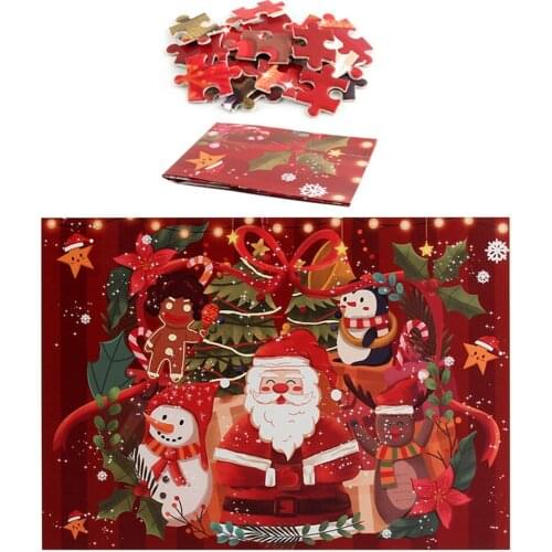 1000 Pieces Christmas Jigsaw Puzzle for Family Friends Kids Educational Toys, Santa Claus Snowman with Fawn