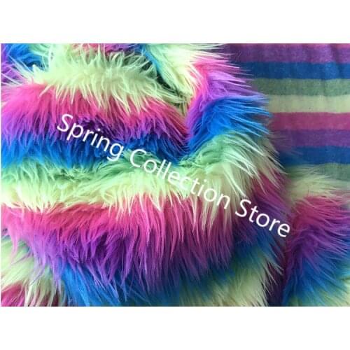 150*50cm Beautiful Colorful 3cm Plush fabric Rainbow Fabric Coat Toy Cushion Mat DIY Sew Fabric Counter Display Cloth