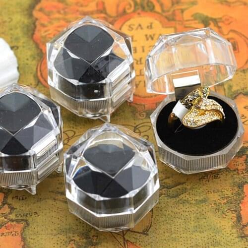 De Bijoux 20pcs 38mm Faceted Black Spong Plastic Ring Box/Fashion Jewelry Boxes/Gift Boxes #90489