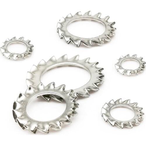5/10/50pcs M2.5 M3 M4 M5 M6 M8 M10 M12 M14 M16 M20 M24 GB862.2 304 Stainless Steel External Toothed Serrated Lock Washer Gasket