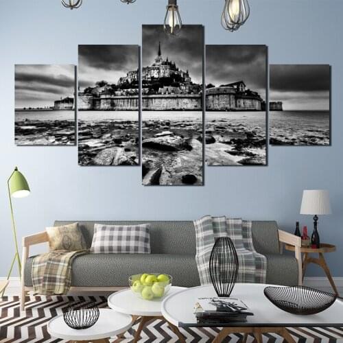 5pcs landscape decoration painting old castle poster waterproof ink home wall art nordic decoration family poster and printmakin