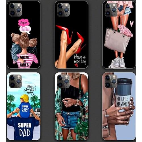 Case Cover For iPhone 8 6S 6 7 Plus X XR XS 11 pro MAX 5 5se SE 2020 5C Ipod Touch 5 6 7 Mom and Baby Dad Silicone Phone case
