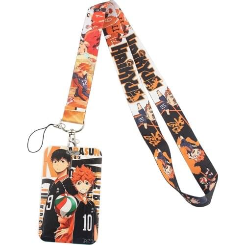 FD0247 Anime Haikyuu Office Card Set Mobile Phone Belt Keychain Cheetah Badge Camera USB Keychain Lanyard Cute