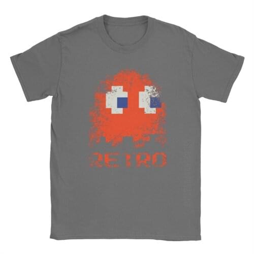 Vintage Retro T Shirts Men Crew Neck 100% Cotton T-Shirts 80s Pixel Game High Street Tees Graphic Printed Tops