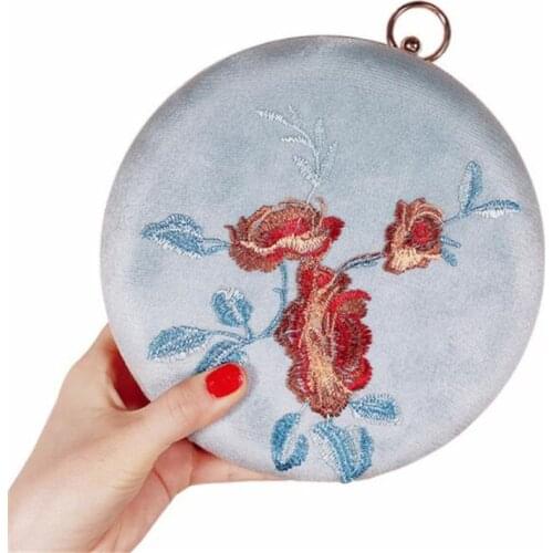 2020 hot women embroidery evening bags flowers banquet clutch purse diamond party bags round shaped bags MN 1435