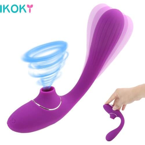 IKOKY Dildo Vibrator Clitoris Stimulator Oral Sex Suction Nipple Clit Sucker Sex Toys for Women Blowjob Sucking Vibrator G-Spot