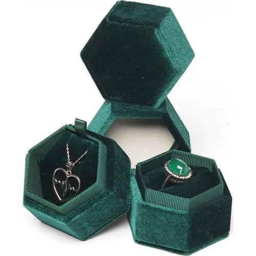 Imported Velvet World Cover Hexagonal Flannel Jewelry Display For Earring Pendent Necklace Creative Gift With Built-in Card Slot