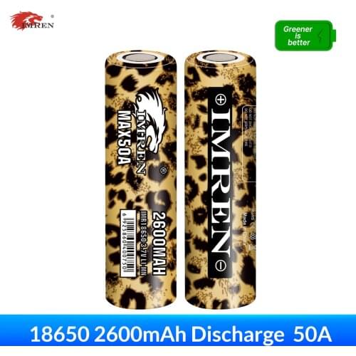 IMREN New Original 18650 3.7v 2600mAh Discharge 50A Rechargeable Battery Li-ion Battery for Flashlights Drone Headlamps RC Cars