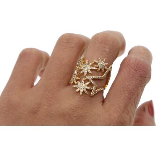 2018 New Top quality AAA sparking CZ northstar Fashion Women Cute Star Rings Size 6 7 Wonderful Gift For Girls Ladys