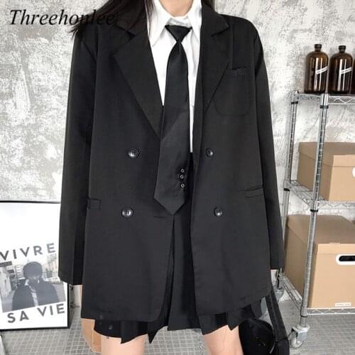 Korean Women Suit Blazers 2021 New Casual Outerwear Long Sleeve Double Breasted Thin Female Fashion Single Coat