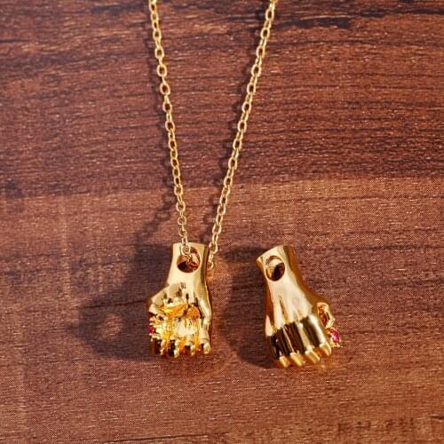 Kpop Classic Fashion Ladies Chain Necklace Ever-Preserving Gold Color Gesture Shape Pendant 2021 Jewelry Valentines Day Gift