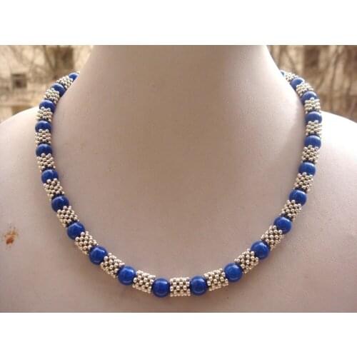 Fancy tibet 8/10mm blue agates short necklace best valentines gift