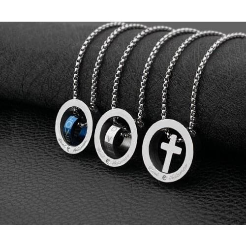 Titanium steel colorful pendant couple models men and women all-match cross pendant necklace