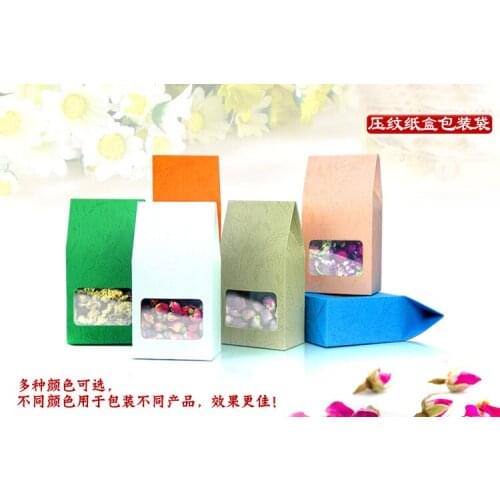 Colorful kraft paper Packaging Pouch for Food Tea Candy Cookie Baking packing food Standing box Stand up Clear window Bag