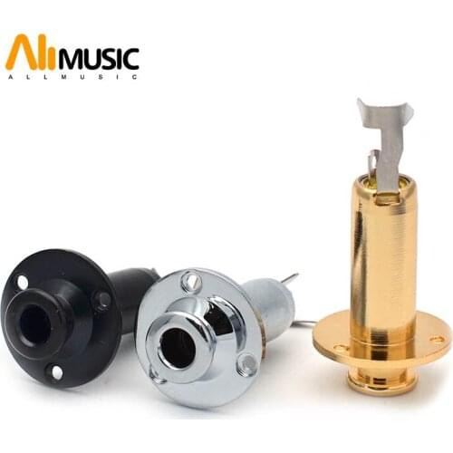 Brass 1/4" 6.35 End Pin Output Input Jack Strap Lock Pin Socket For Acoustic Electric Guitar Bass with 3 Colors
