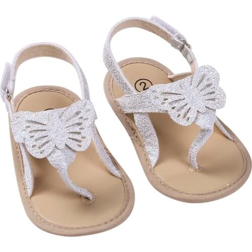 0-18M Baby Girls Summer Sandals Lovely Butterfly Princess Dress Anti-Skid Flip Flops for Newborn Infant