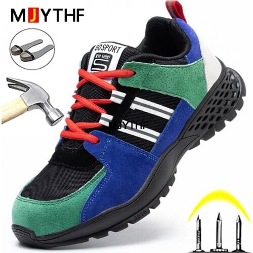 Fashion Work Sneakers Men Safety Shoes Lightweight Steel Toe Shoes Men Indestructible Shoes Puncture-Proof Work Shoes Footwear